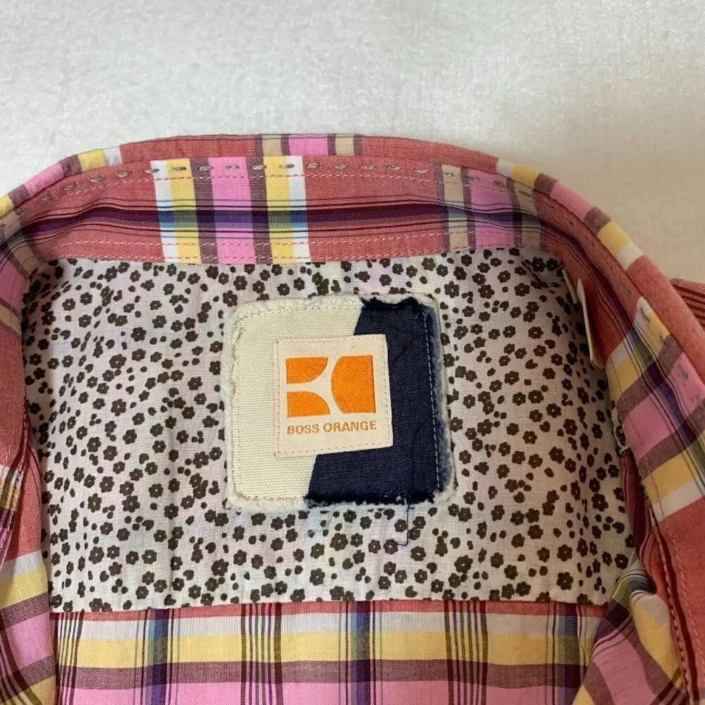 Boss Orange lightweight button down shirt, contrast cuffs & collar, Large‌‌‌‌‌‌